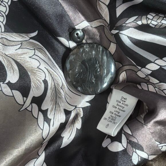 Vintage Y2K Dennis Basso Faux Fur Coat Brown Gray Striped Medium Jacket Warm - Picture 14 of 16